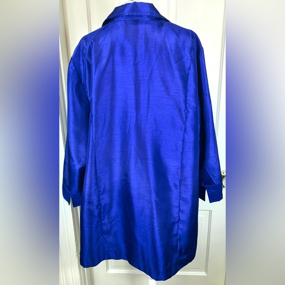 Chico’s Open Front Metallic Cobalt Blue Jacket/Blazer w/ Pockets - Picture 8 of 11